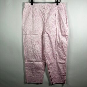 Vintage 2000s Relativity Pants Women 14 Pink Floral Print Crop Trousers Side Zip
